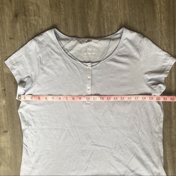 F&F Light Blue Quarter Button-Up Pajama Top L - Picture 6 of 8